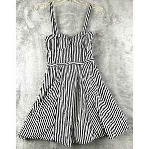 H‎ & M Divided Mini Dress Size Small Back & White Striped Bodice Fit & Flare